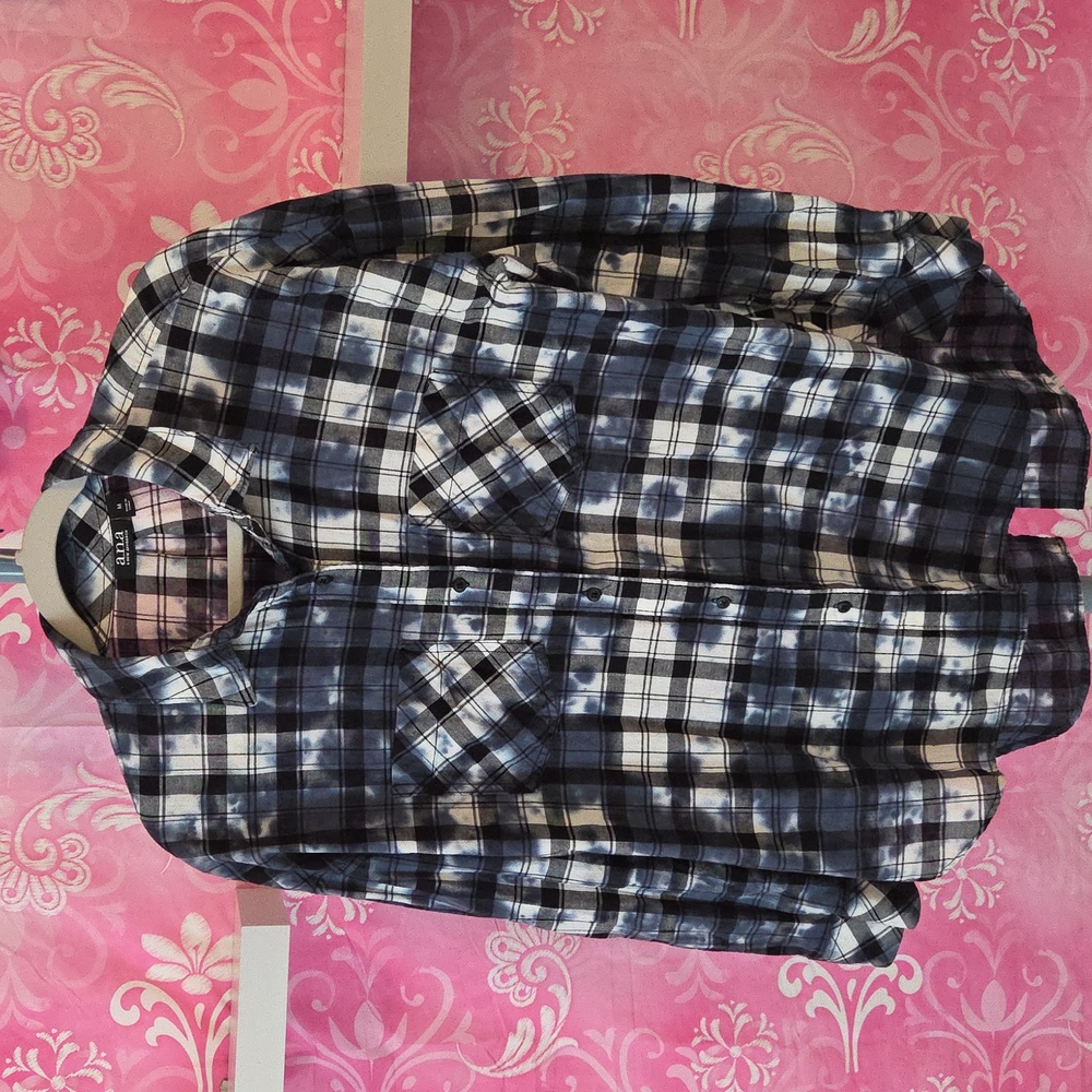 a.n.a Blue and White Plaid Button Down Shirt